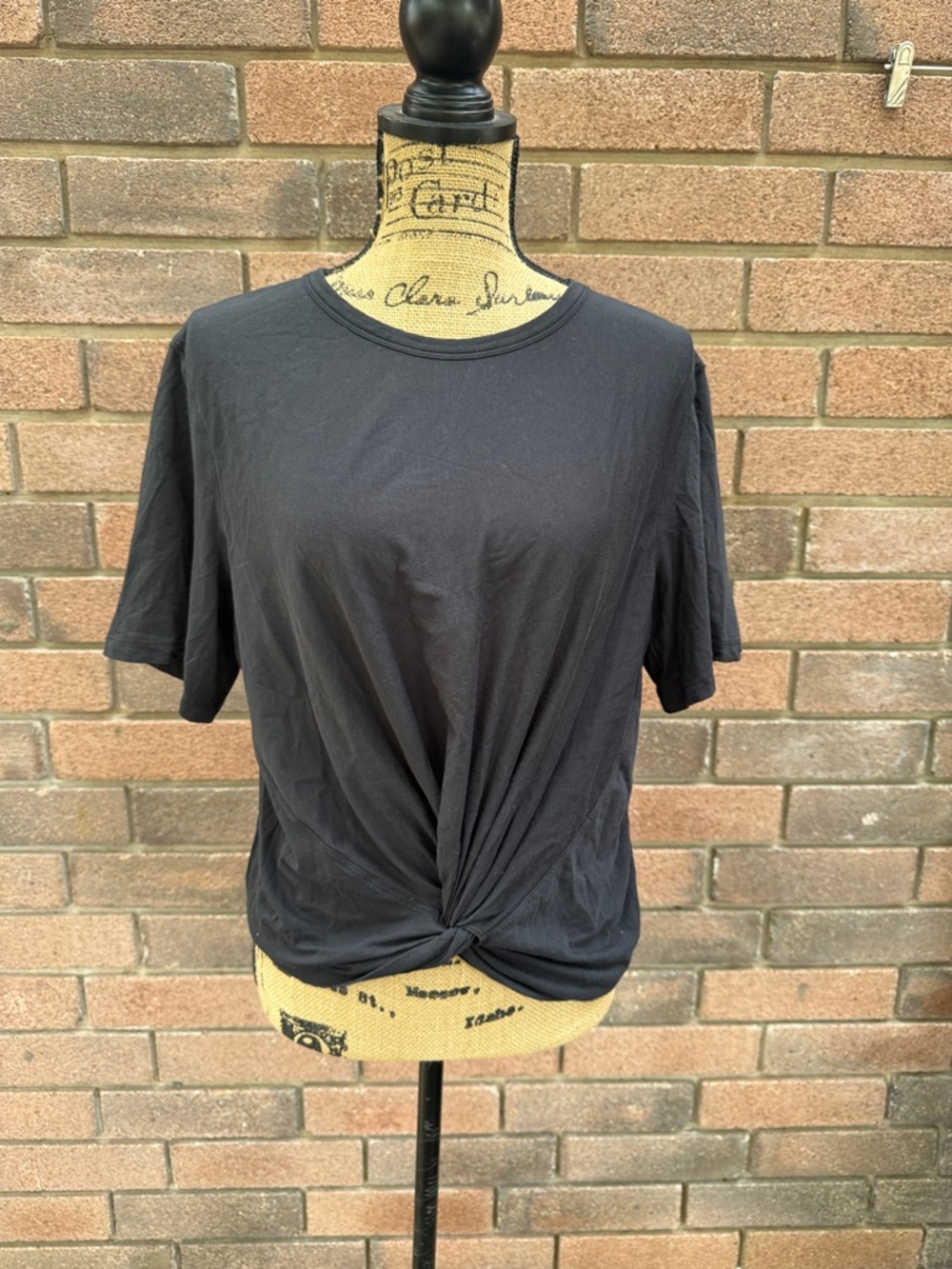 lululemon athletica Black Twist-Front Short Sleeve Tee Size 12